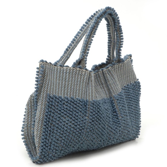 antonello tedde Handbags - Antonello Tedde Blue Capriccioli Medium Handwoven Tote Bag